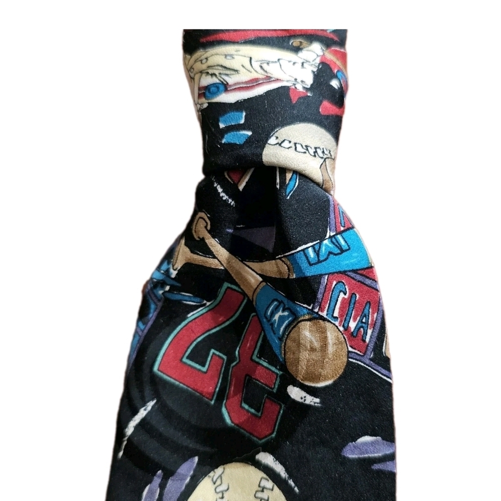 J T Beckett Mens Tie 61"x4" Baseball Collector Designer Sports 100%  Silk